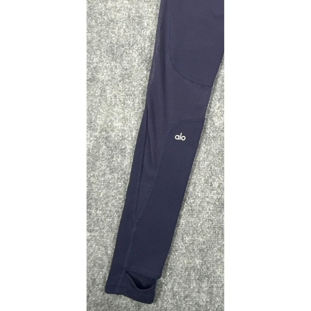 Alo Yoga Womens Medium Navy Blue Mesh Panel Keyhole Ankle Leggings